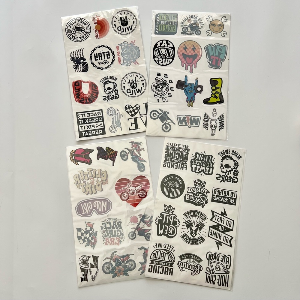 Bundle of NEW Strictly Wild Dirt Bike Moto Temporary Kids Tattoos Sheets (4)